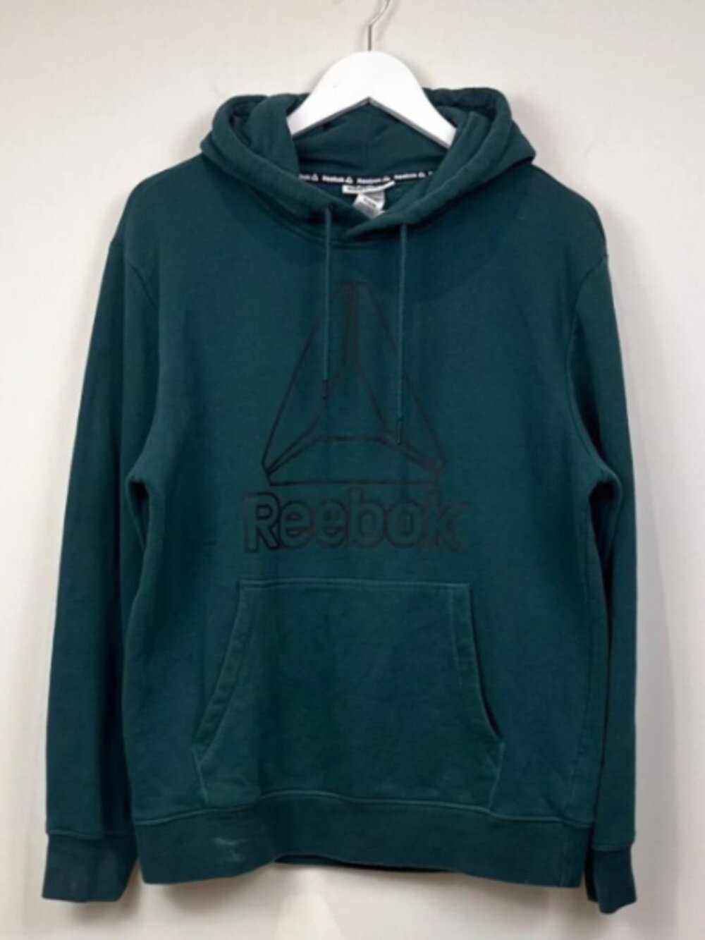 Reebok Mens Graphic Logo Fleece Hoodie Pullover Sweatshirt M Dark Teal Green